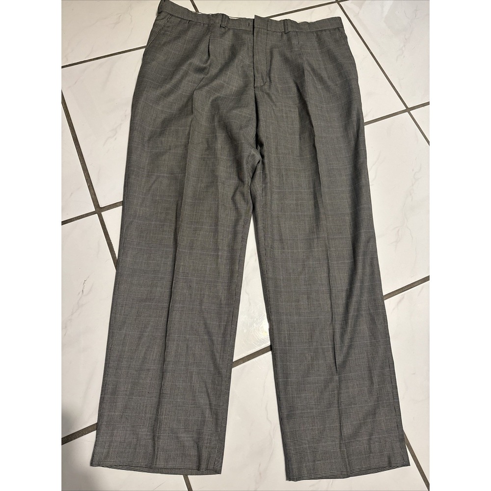 Vtg 90s Christian Dior Mens 40x31 Wool Pleated  Chino Pants Houndstooth Designer